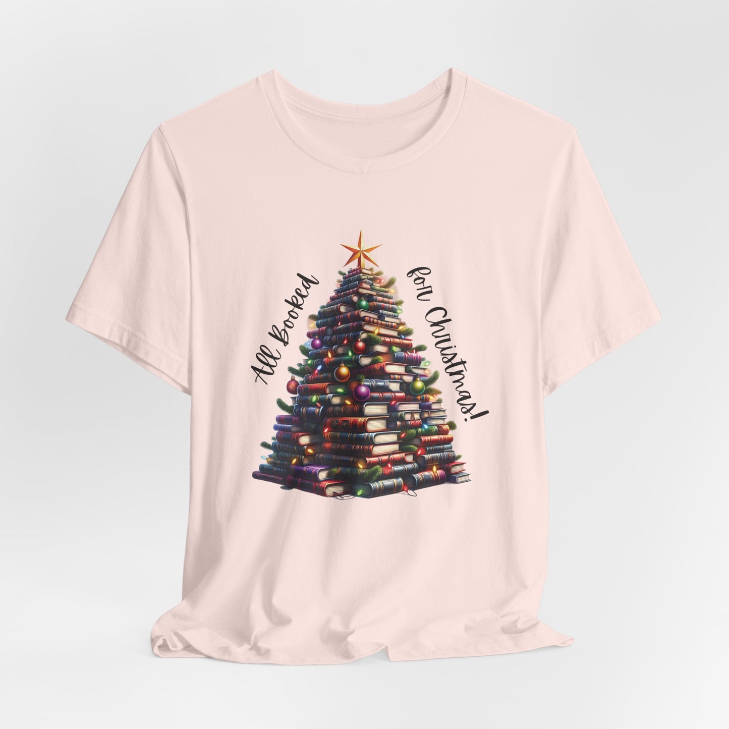 Christmas Book Tree T-Shirt | Festive Holiday Shirt for Book Lovers & Teachers | Literary Christmas Tree Tee