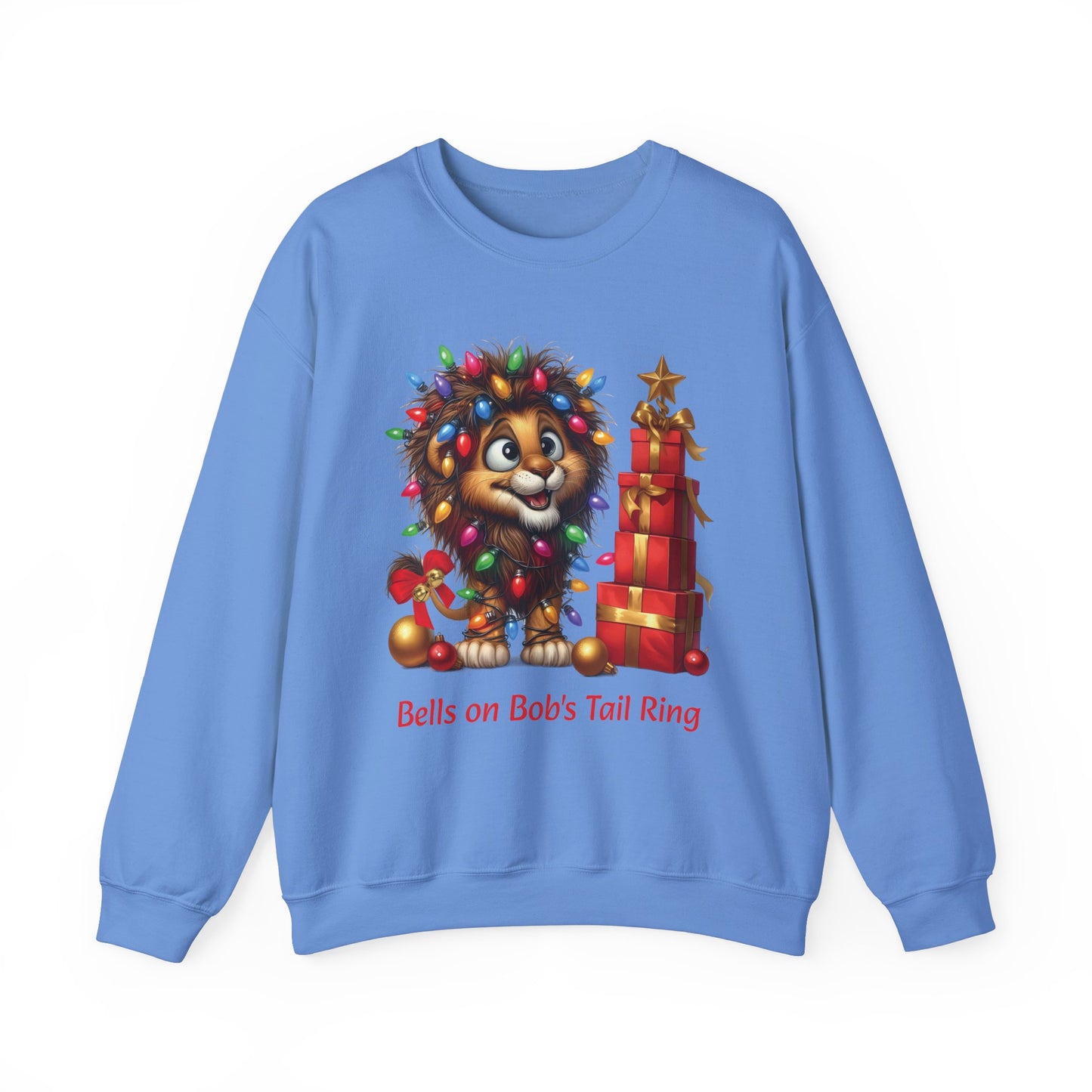 Bells on Bob's Tail Ring Festive Lion Sweatshirt for Christmas Music Enthusiasts