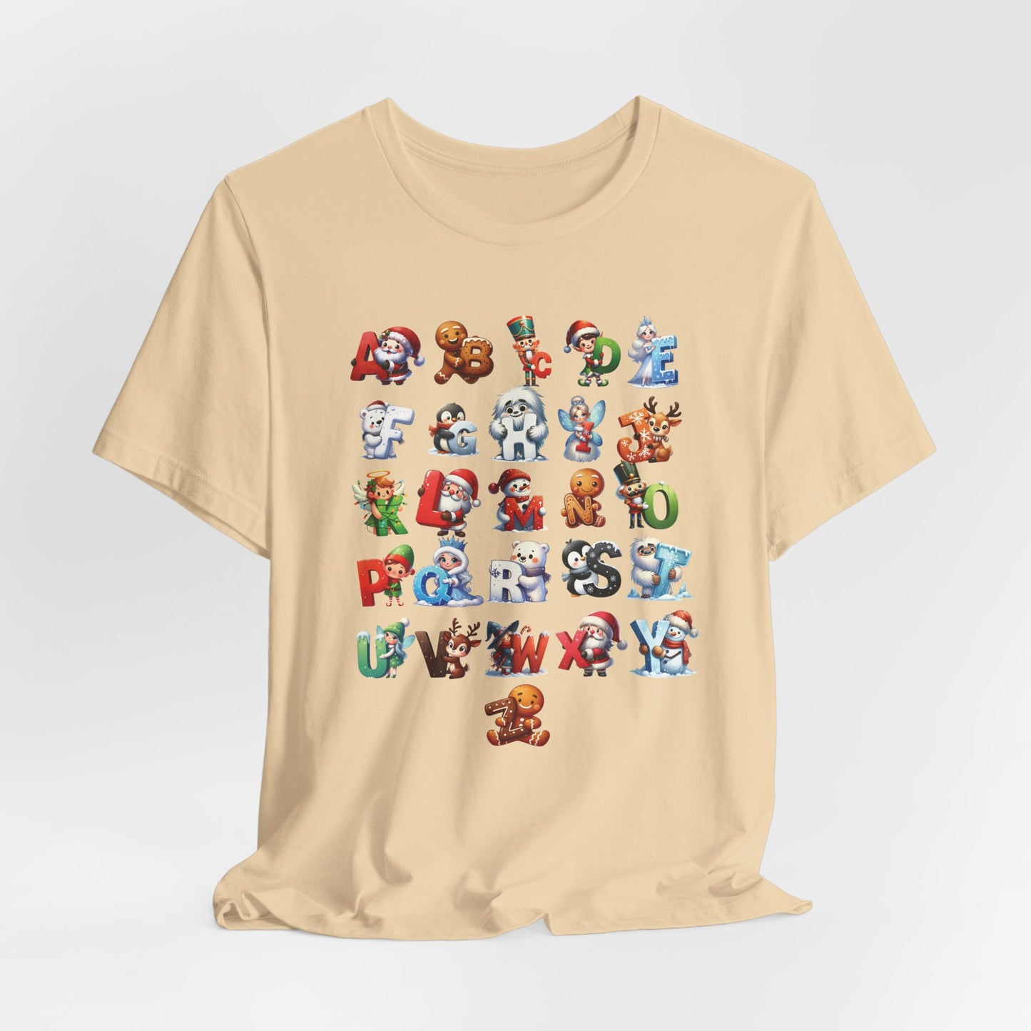 Christmas Alphabet T-Shirt | Festive Holiday ABCs Shirt for Teachers | Fun Christmas Letter Design | Holiday Graphic Tee
