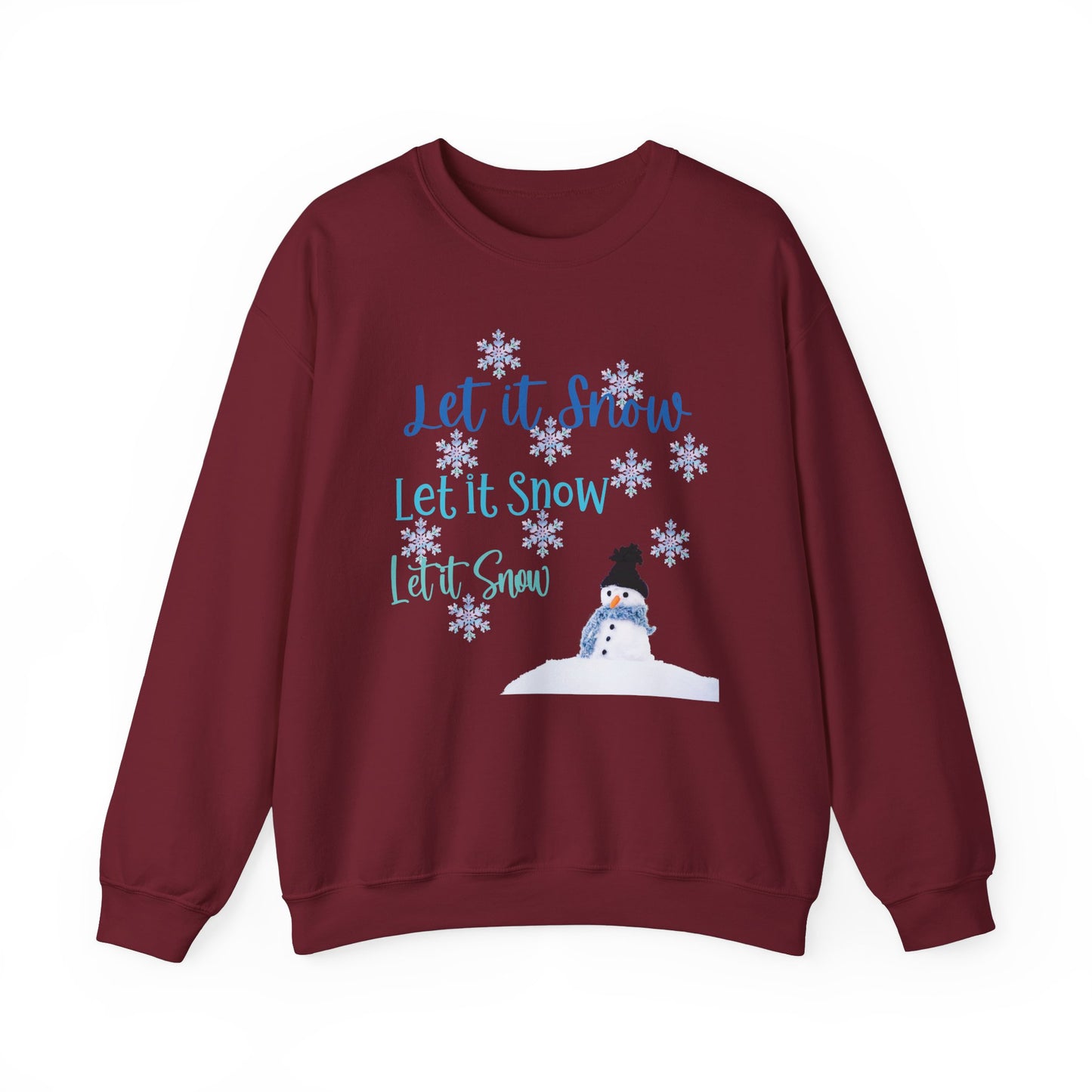 Let It Snow Sweatshirt | Winter Snowman Pullover | Warm Holiday Snowflake Sweater | Cozy Christmas Sweater