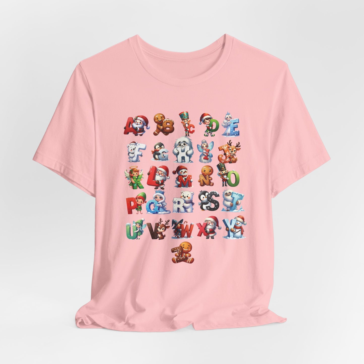 Christmas Alphabet T-Shirt | Festive Holiday ABCs Shirt for Teachers | Fun Christmas Letter Design | Holiday Graphic Tee