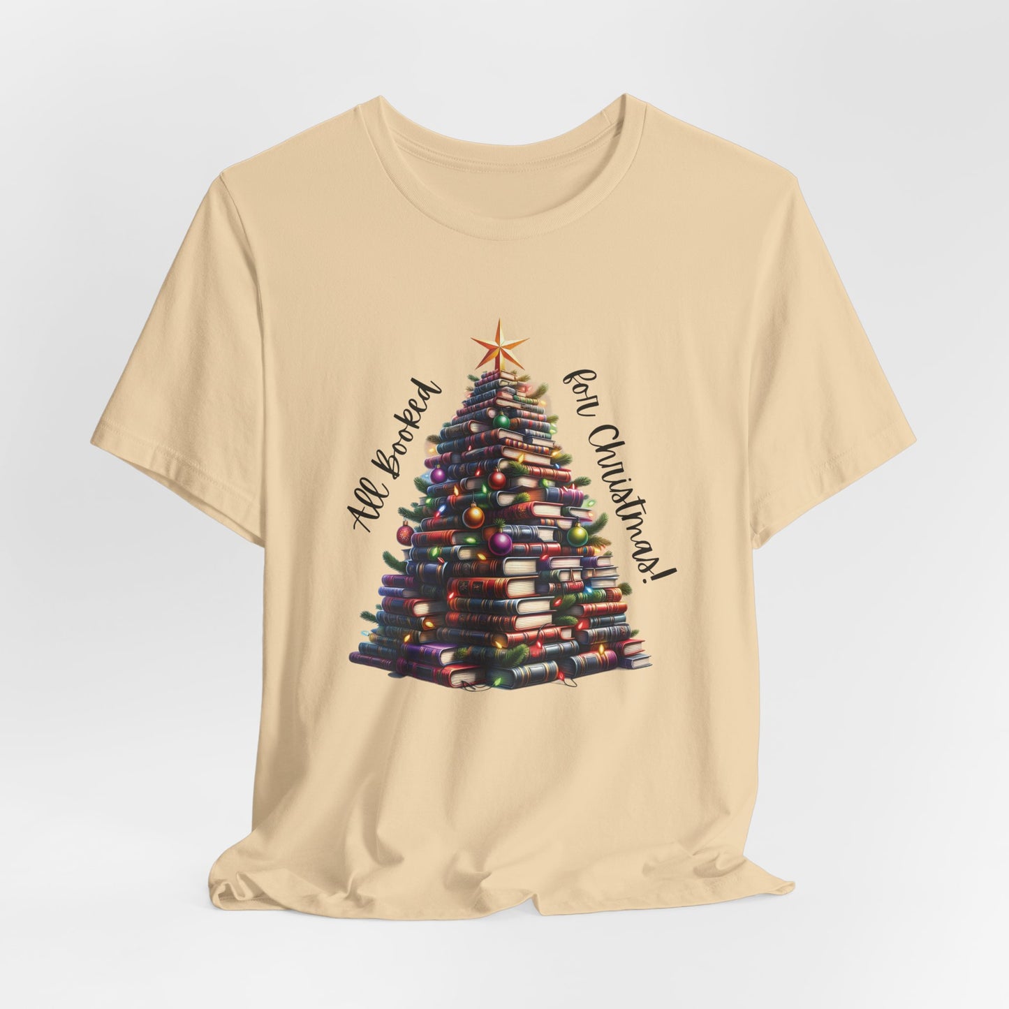 Christmas Book Tree T-Shirt | Festive Holiday Shirt for Book Lovers & Teachers | Literary Christmas Tree Tee