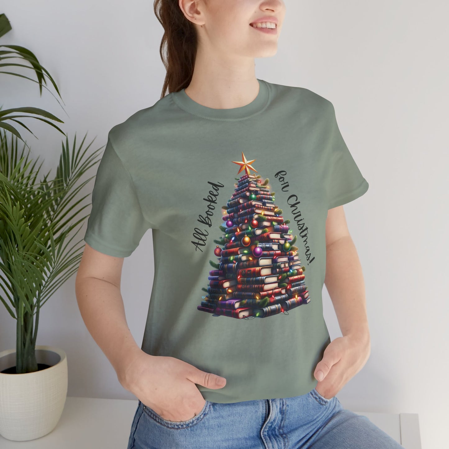 Christmas Book Tree T-Shirt | Festive Holiday Shirt for Book Lovers & Teachers | Literary Christmas Tree Tee