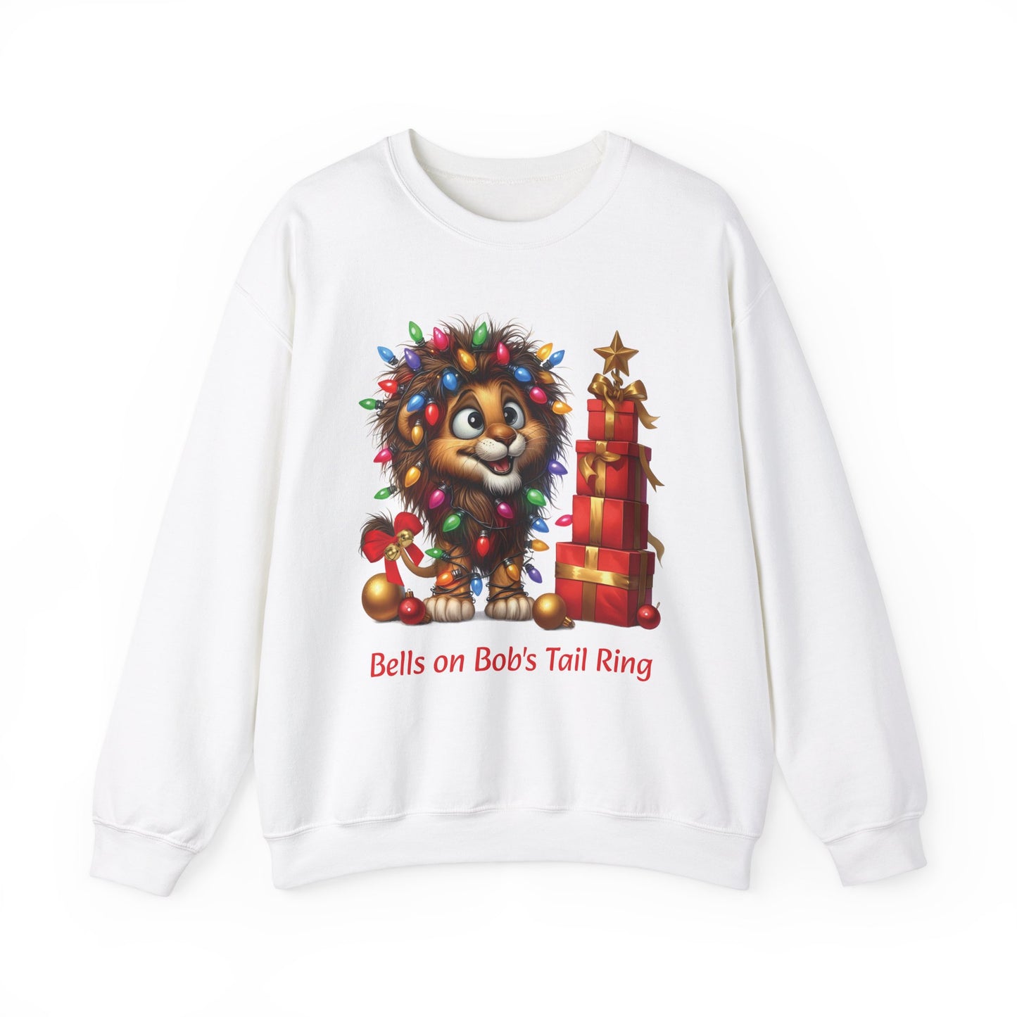 Bells on Bob's Tail Ring Festive Lion Sweatshirt for Christmas Music Enthusiasts
