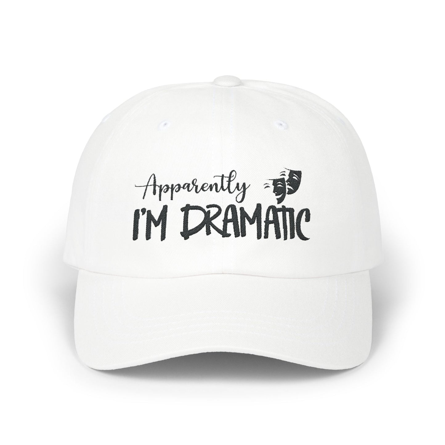 Apparently, I'm Dramatic Dad Cap - Funny Theater Hat with Actor Masks - Embroidered Baseball Cap for Drama Lovers - Adjustable Unisex Hat