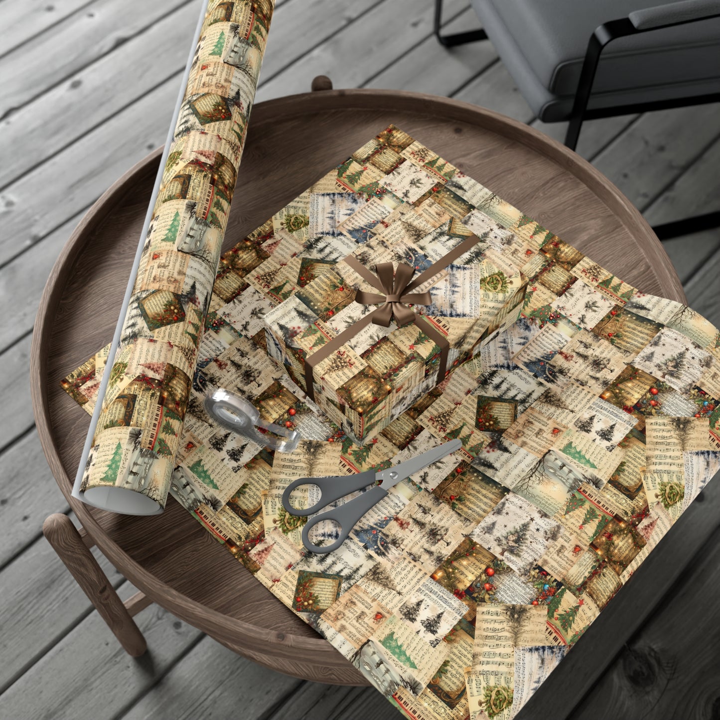 Vintage Christmas Music Wrapping Paper | Holiday Sheet Music Gift Wrap | Festive Elegant Christmas Gift Wrap