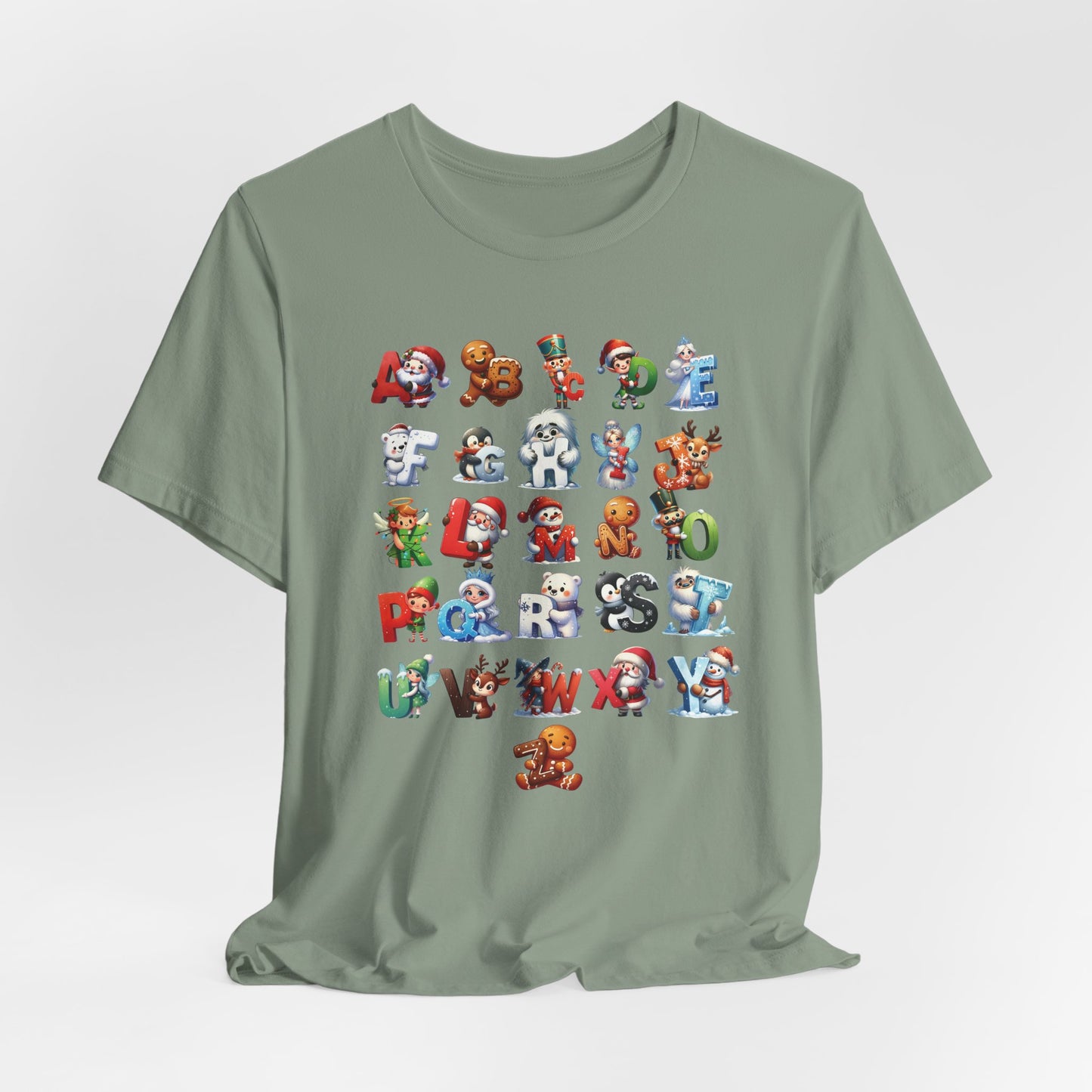 Christmas Alphabet T-Shirt | Festive Holiday ABCs Shirt for Teachers | Fun Christmas Letter Design | Holiday Graphic Tee