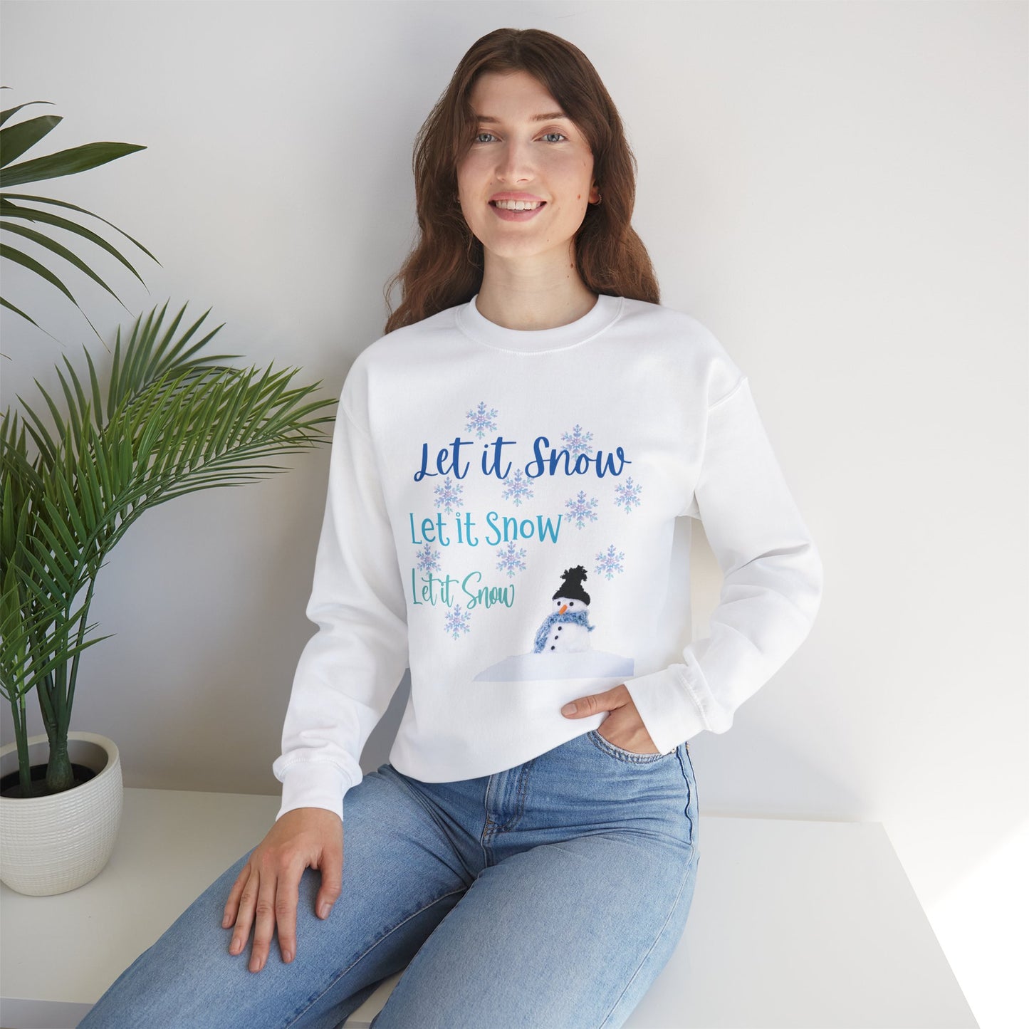 Let It Snow Sweatshirt | Winter Snowman Pullover | Warm Holiday Snowflake Sweater | Cozy Christmas Sweater