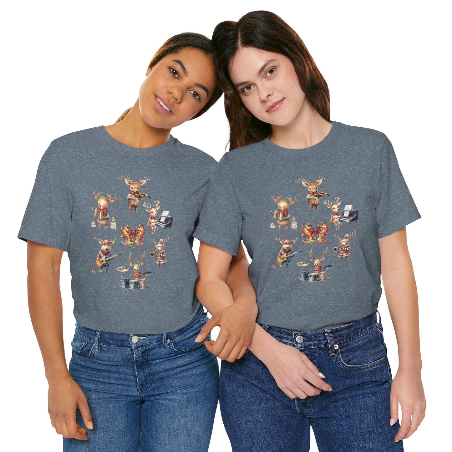 Christmas Musical Reindeer Coquette T Shirt