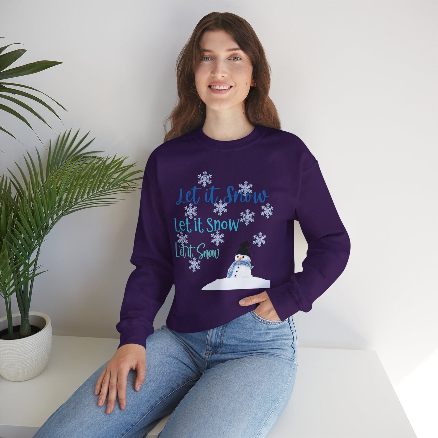 Let It Snow Sweatshirt | Winter Snowman Pullover | Warm Holiday Snowflake Sweater | Cozy Christmas Sweater