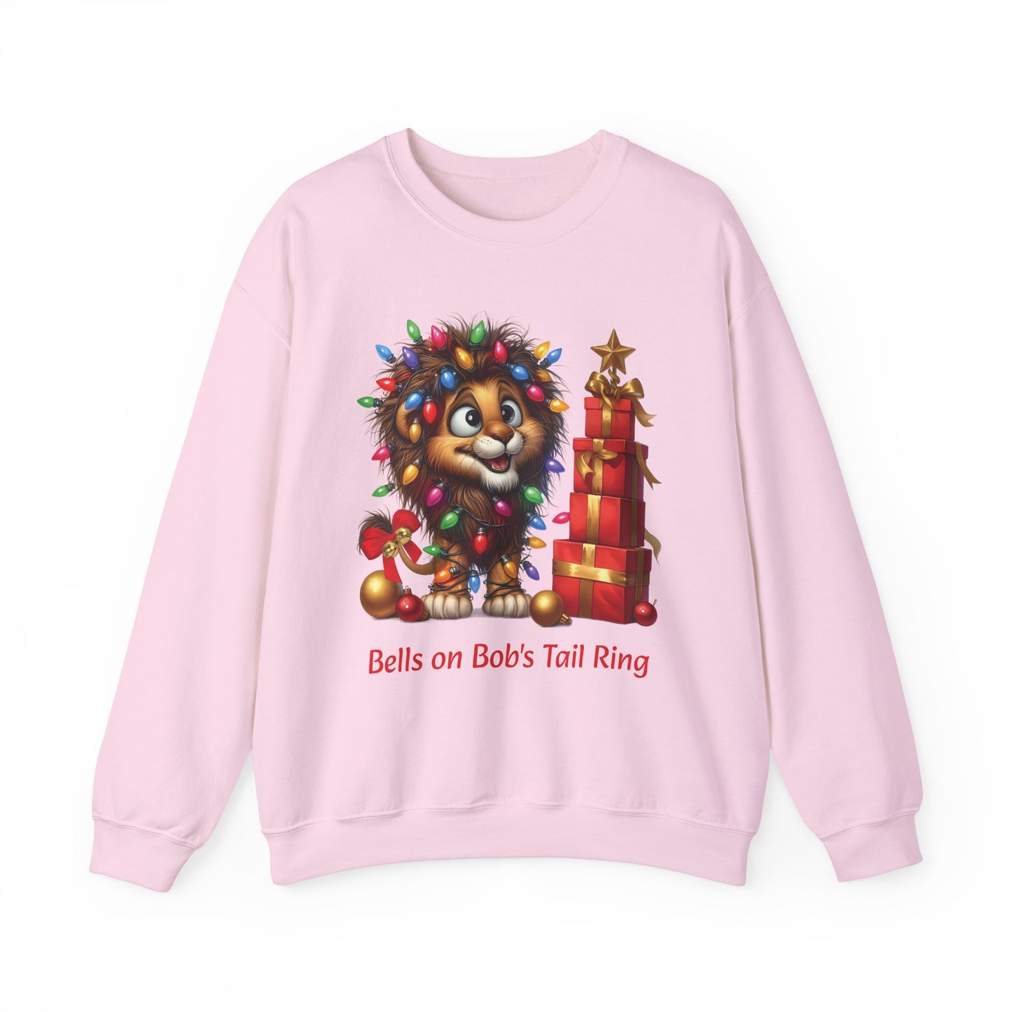 Bells on Bob's Tail Ring Festive Lion Sweatshirt for Christmas Music Enthusiasts