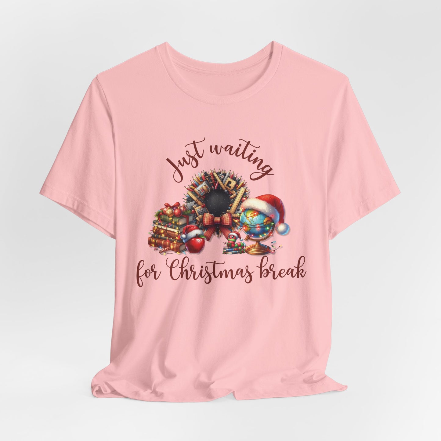 Funny Christmas Teacher Shirt | Just Waiting for Christmas Break T-Shirt | Holiday Educator Gift | Teacher Appreciation Tee