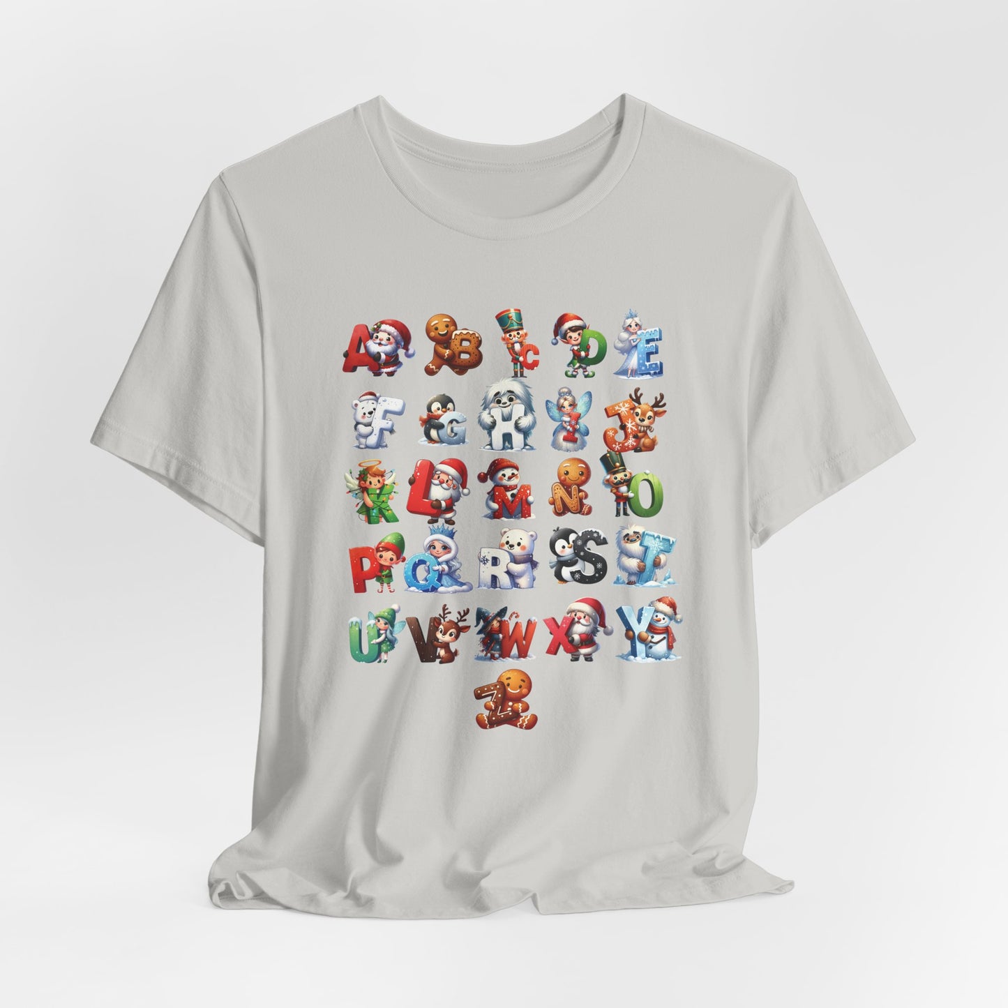 Christmas Alphabet T-Shirt | Festive Holiday ABCs Shirt for Teachers | Fun Christmas Letter Design | Holiday Graphic Tee