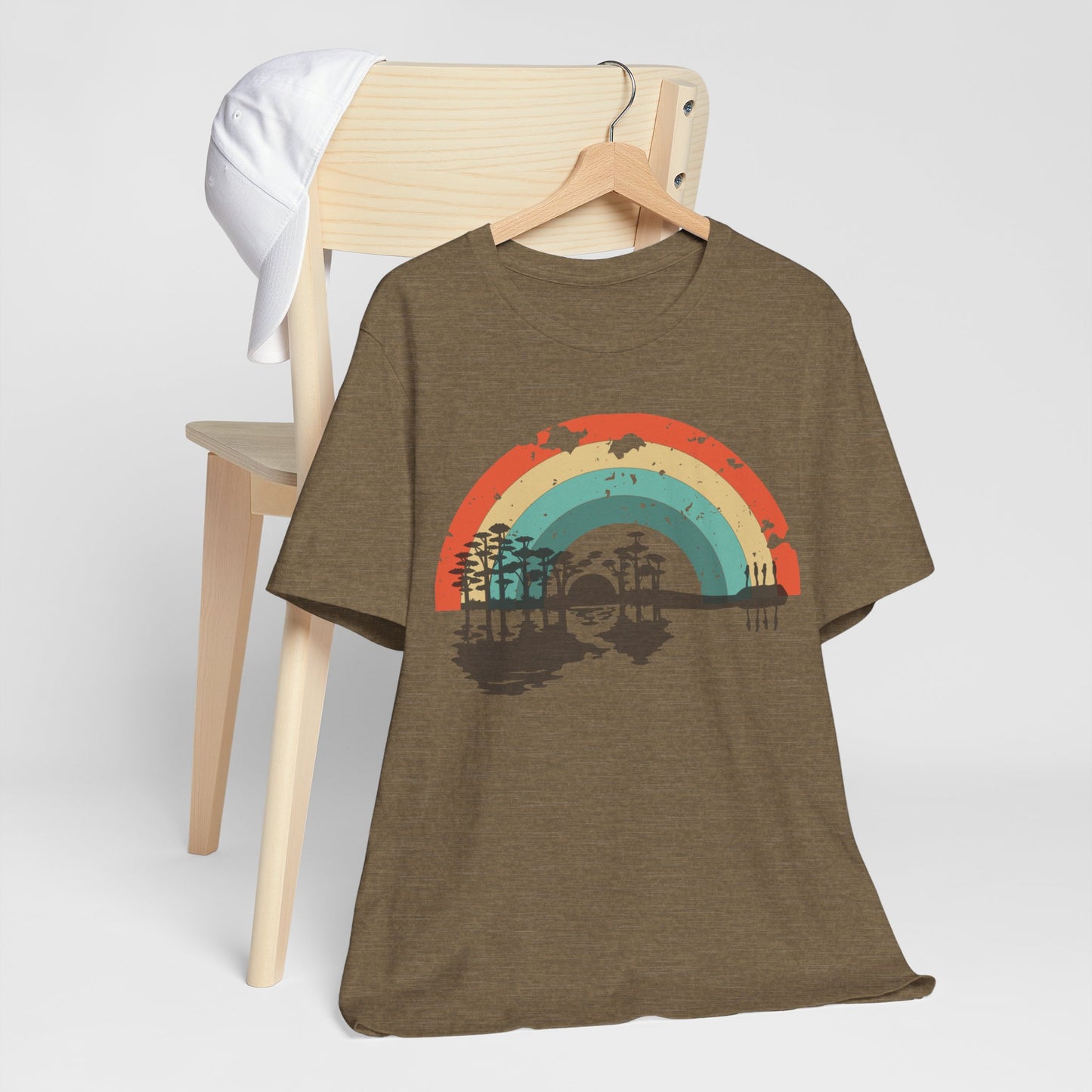 Nature's Melody in Retro Rainbow Guitar Tee