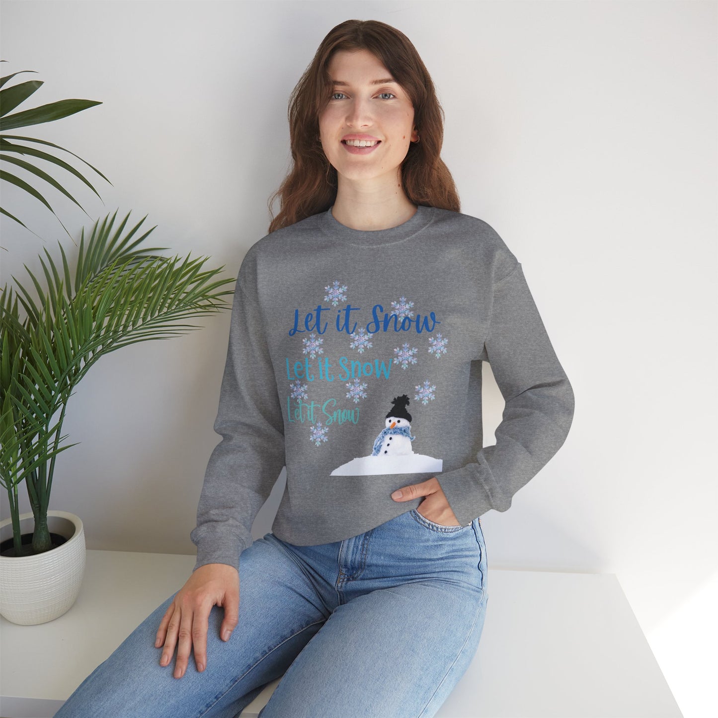 Let It Snow Sweatshirt | Winter Snowman Pullover | Warm Holiday Snowflake Sweater | Cozy Christmas Sweater