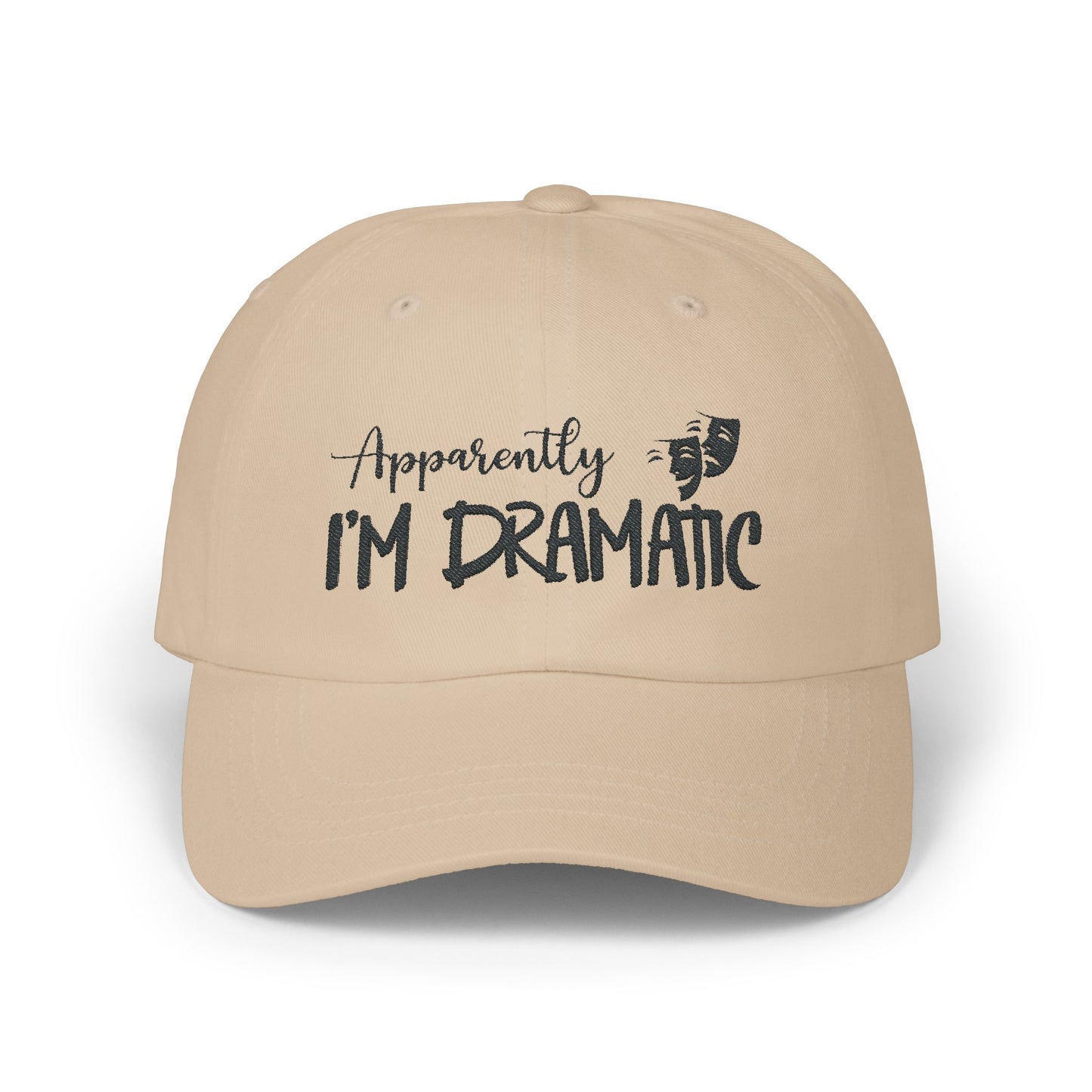 Apparently, I'm Dramatic Dad Cap - Funny Theater Hat with Actor Masks - Embroidered Baseball Cap for Drama Lovers - Adjustable Unisex Hat