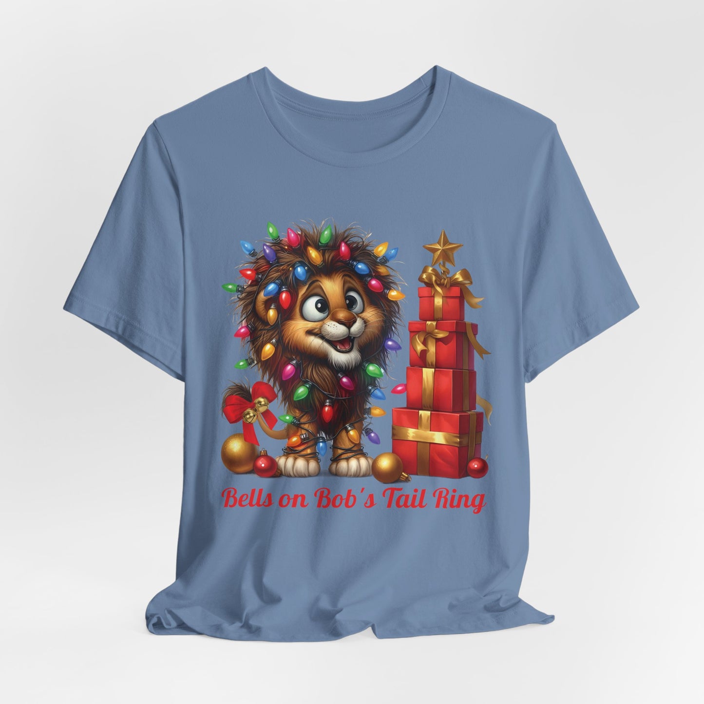 Bells on Bob's Tail Ring  Fun Christmas Lion T Shirt for Music Lovers