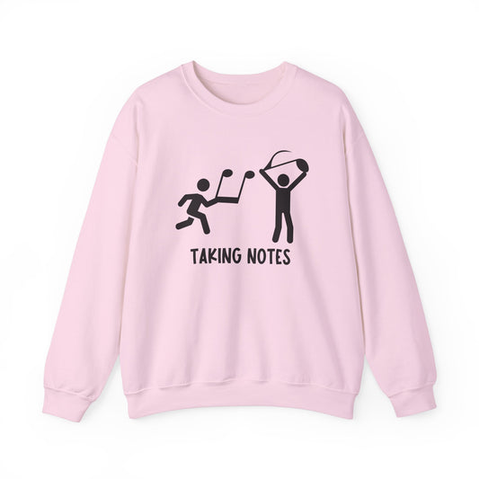 Taking Notes Music Teacher Crewneck Sweatshirt \ Cozy Musical Note Design for Musicians and Educators