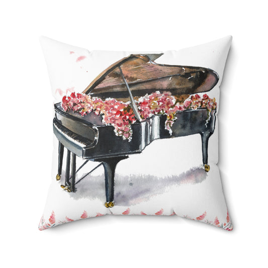 Watercolor Floral Grand Piano Pillow Beautiful Music or Piano Teacher Gift Home Decor Studio Decor