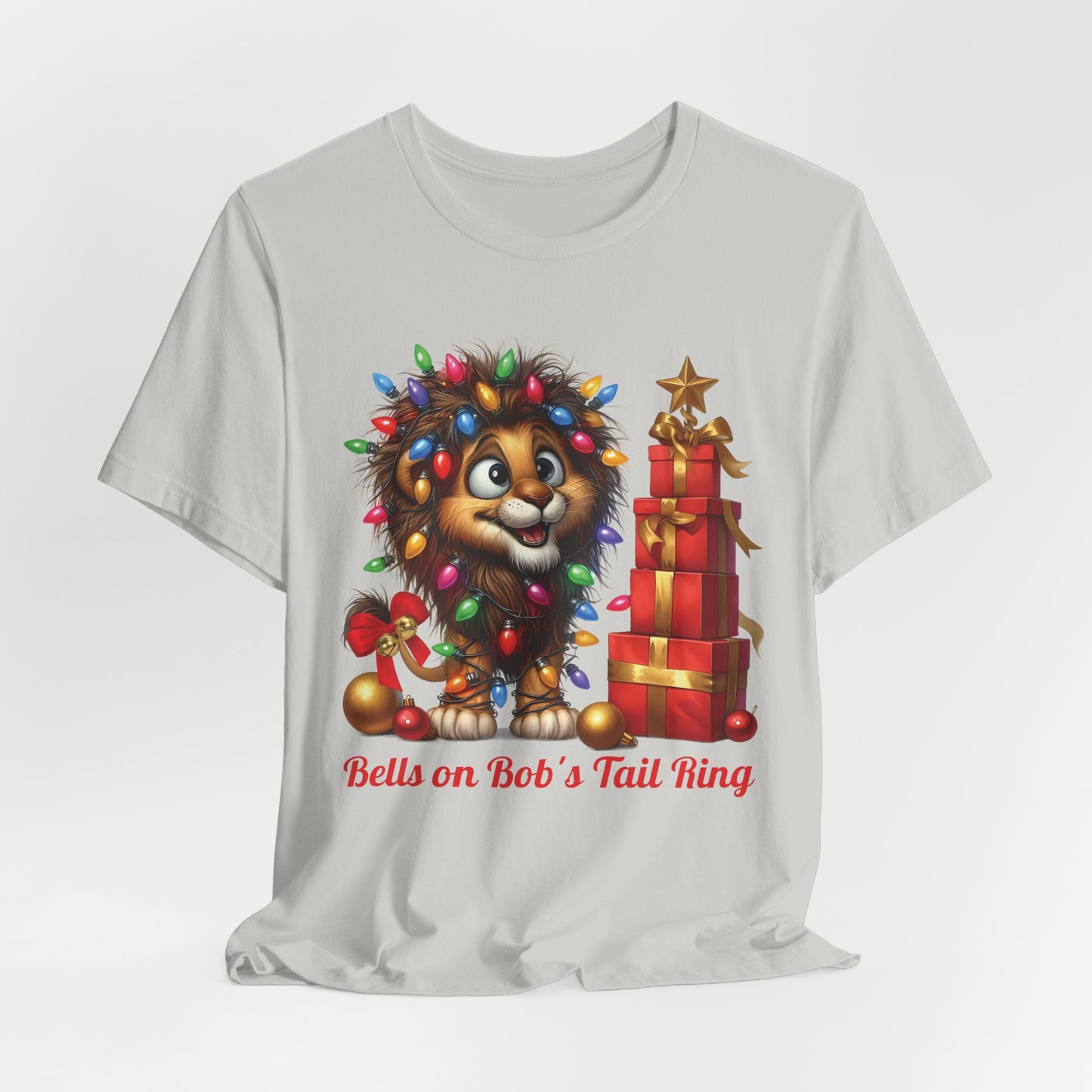 Bells on Bob's Tail Ring  Fun Christmas Lion T Shirt for Music Lovers