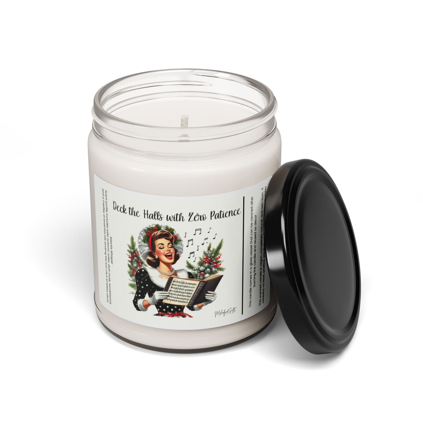 Deck the Halls with Zero Patience | Snarky Christmas Candle | Holiday Gift for the Stressed and Festive | Stocking Stuffer | Grab Bag