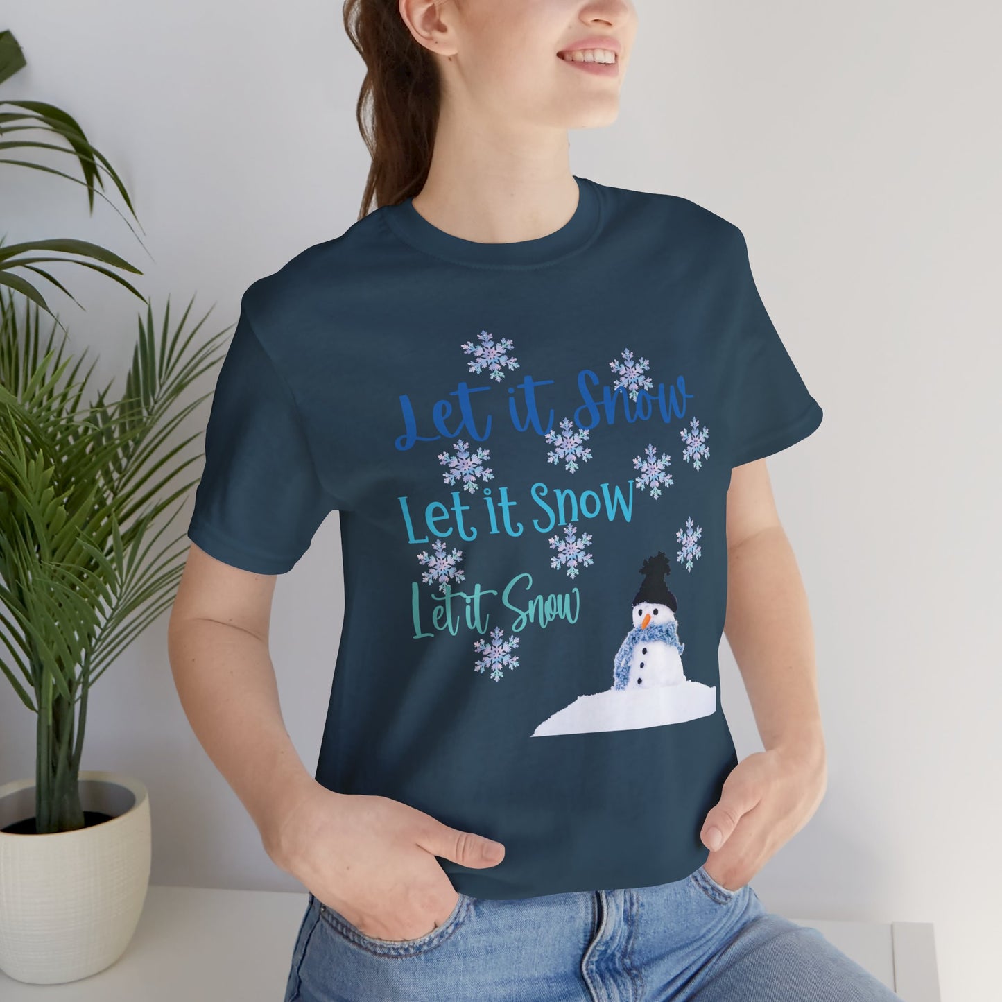 Let It Snow T-Shirt | Winter Snowman Shirt | Holiday Snowflakes Tee | Cozy Winter Graphic Shirt