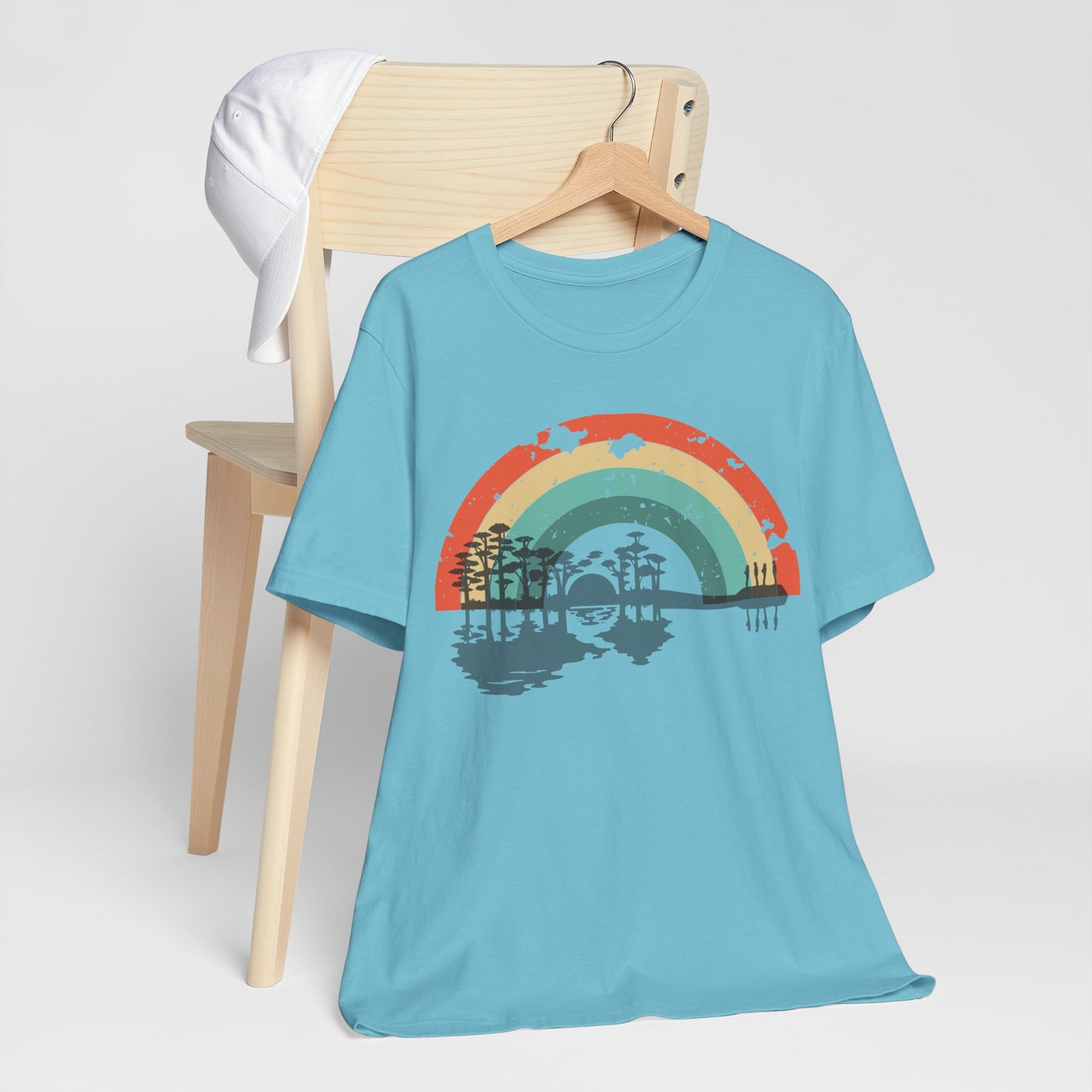 Nature's Melody in Retro Rainbow Guitar Tee
