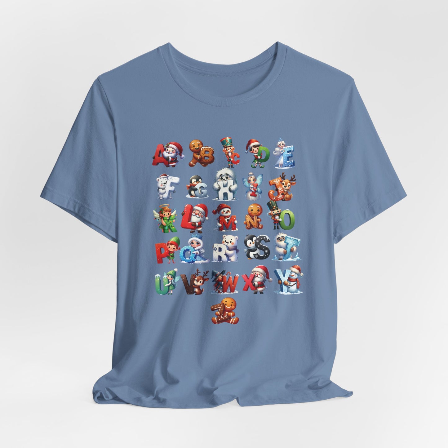 Christmas Alphabet T-Shirt | Festive Holiday ABCs Shirt for Teachers | Fun Christmas Letter Design | Holiday Graphic Tee