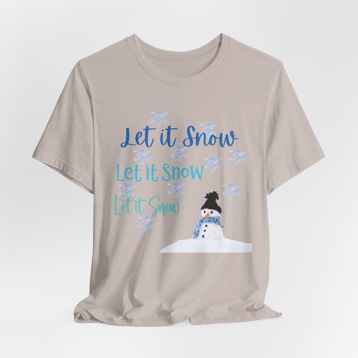 Let It Snow T-Shirt | Winter Snowman Shirt | Holiday Snowflakes Tee | Cozy Winter Graphic Shirt