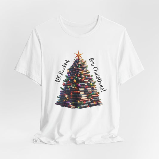 Christmas Book Tree T-Shirt | Festive Holiday Shirt for Book Lovers & Teachers | Literary Christmas Tree Tee