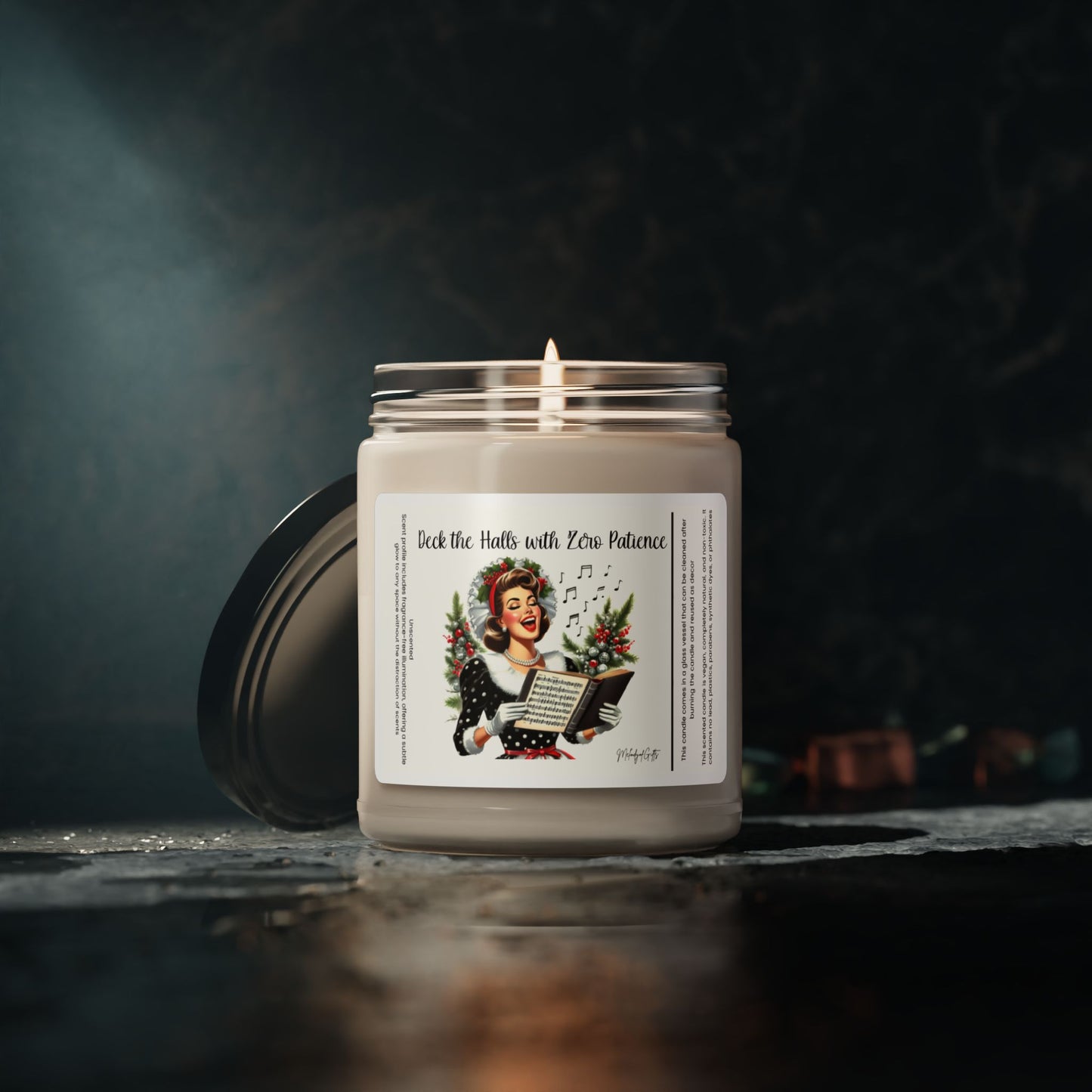 Deck the Halls with Zero Patience | Snarky Christmas Candle | Holiday Gift for the Stressed and Festive | Stocking Stuffer | Grab Bag