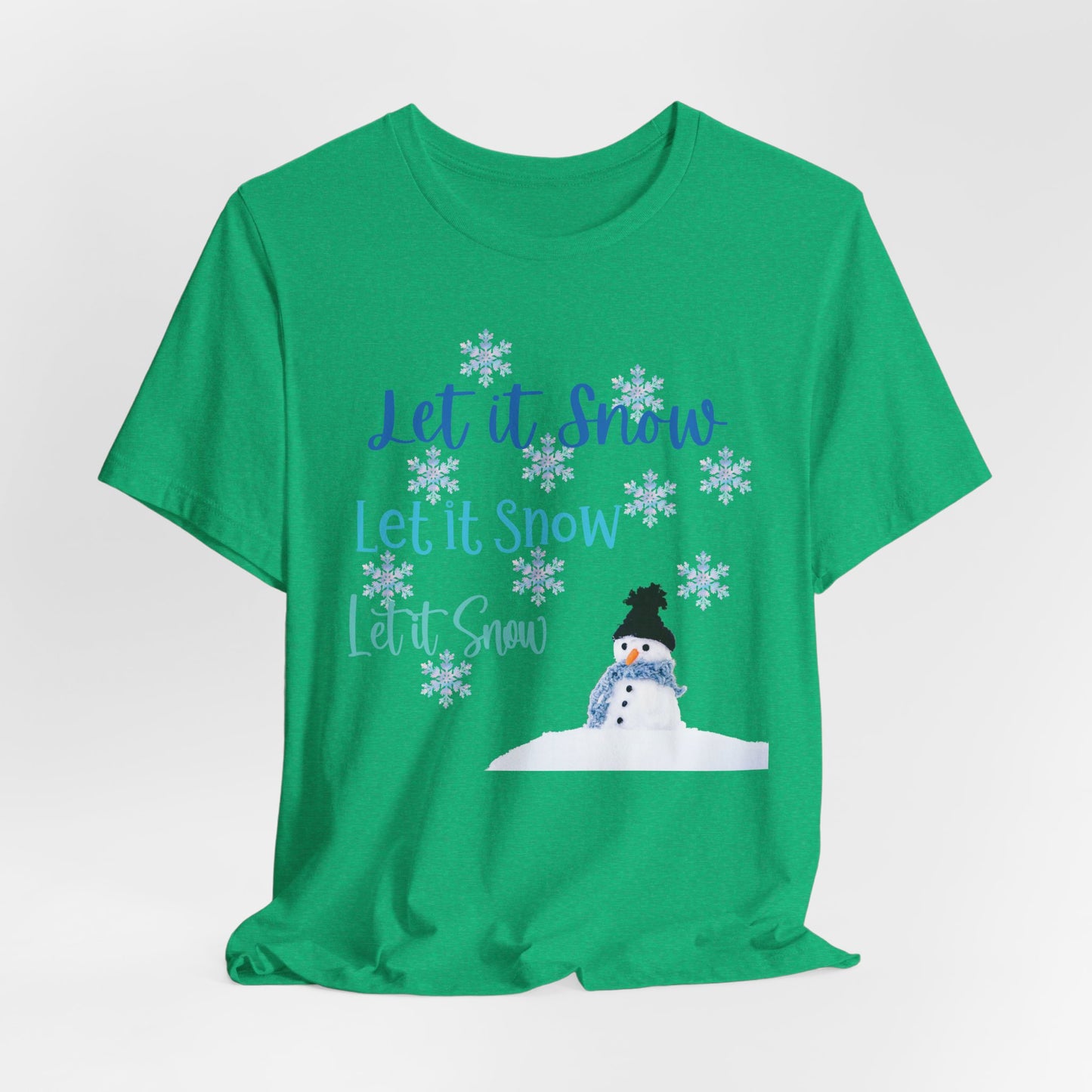 Let It Snow T-Shirt | Winter Snowman Shirt | Holiday Snowflakes Tee | Cozy Winter Graphic Shirt