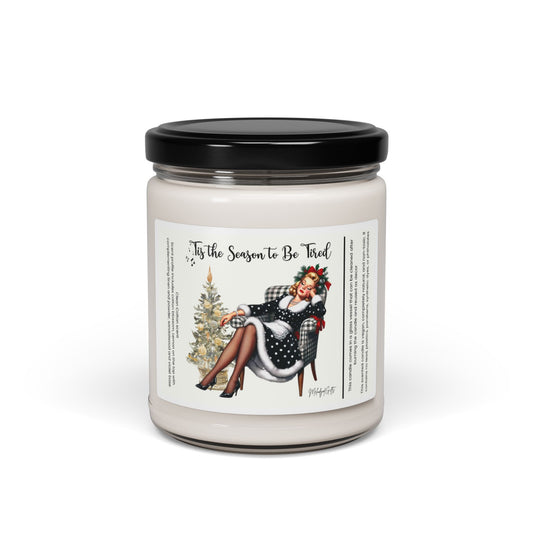 Tis the Season to Be Tired Snarky Christmas Candle | Grab Bag White Elephant | Gift For Mom
