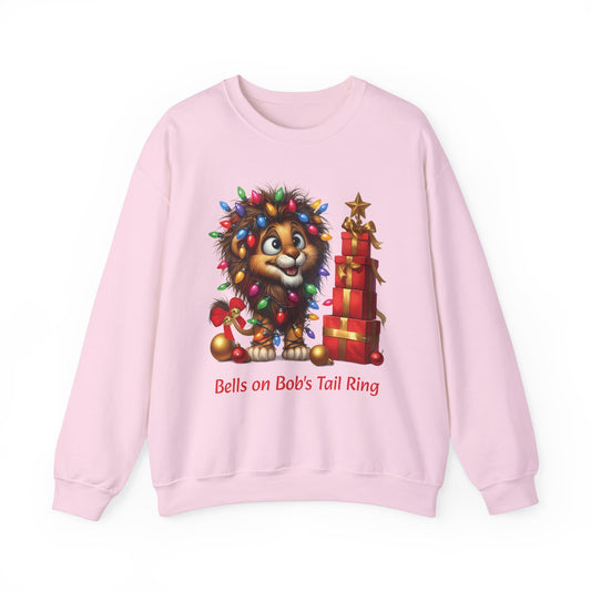 Bells on Bob's Tail Ring  Festive Lion Sweatshirt for Christmas  Music Enthusiasts