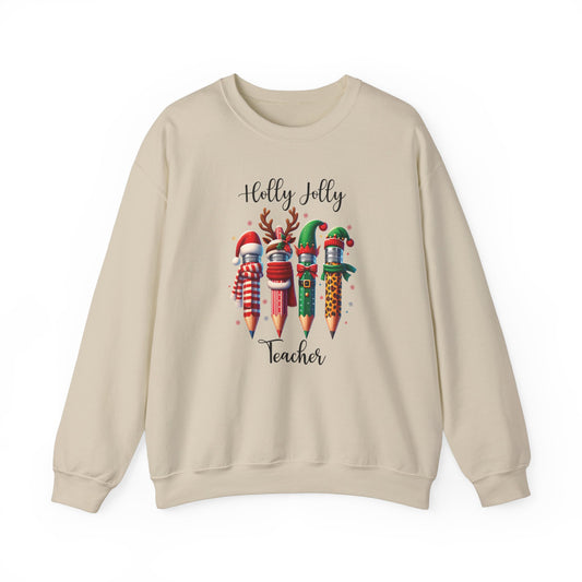 Festive Holiday Teacher Sweatshirt | Christmas Pencil Design for All Teachers | Cute and Cozy Christmas Teacher Gift