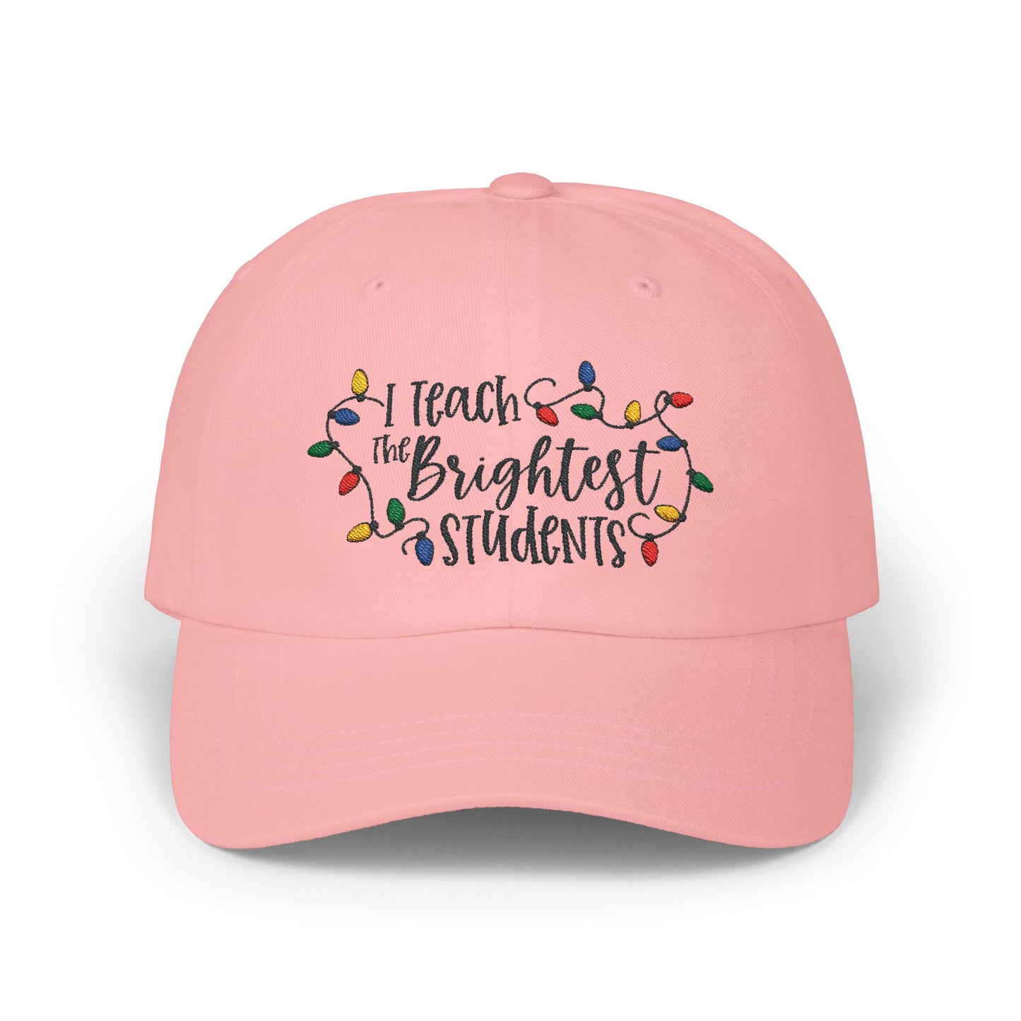 I Teach The Brightest Students Holiday Lights Teacher Cap | Festive Baseball Hat for All Teachers | Fun Christmas Gift for Educators
