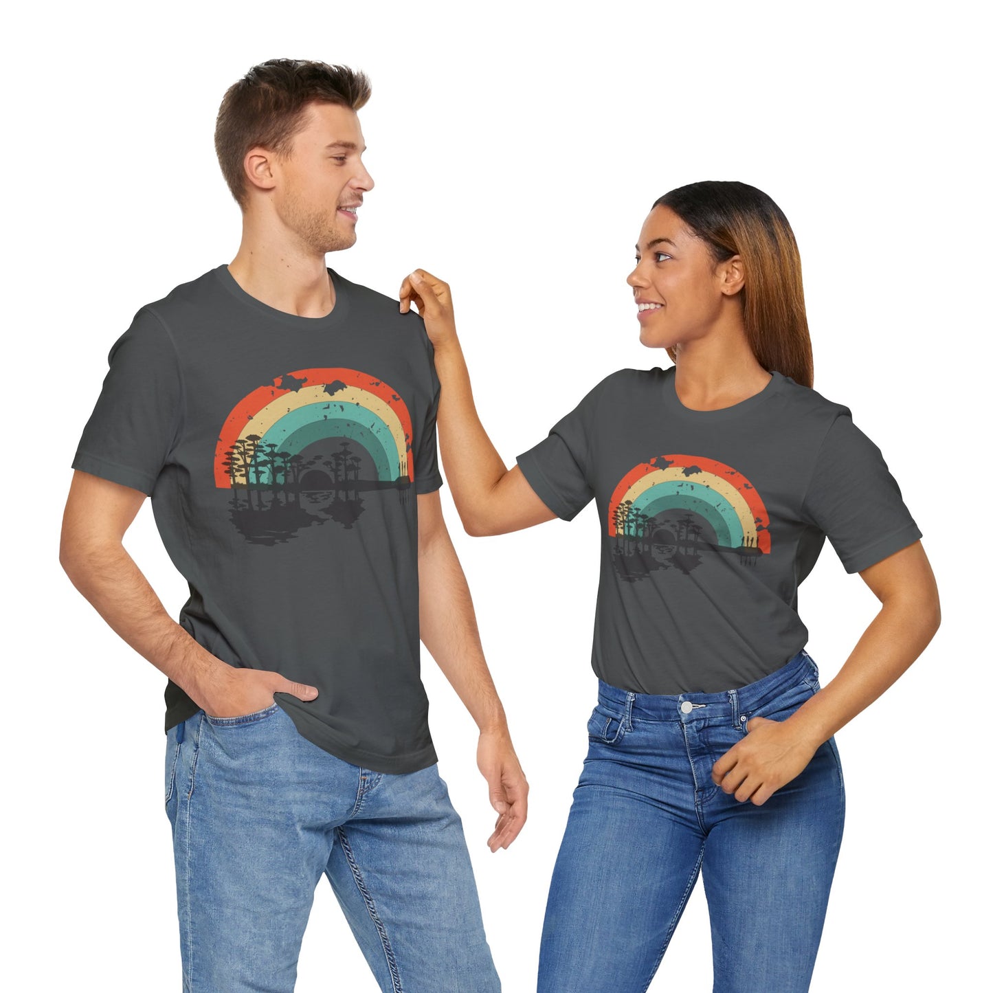 Nature's Melody in Retro Rainbow Guitar Tee
