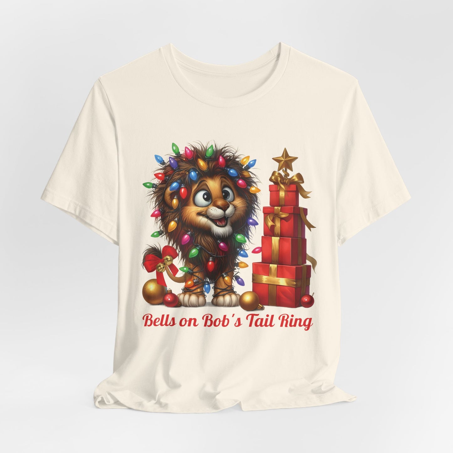 Bells on Bob's Tail Ring  Fun Christmas Lion T Shirt for Music Lovers