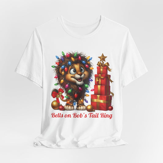 Bells on Bob's Tail Ring  Fun Christmas Lion T Shirt for Music Lovers